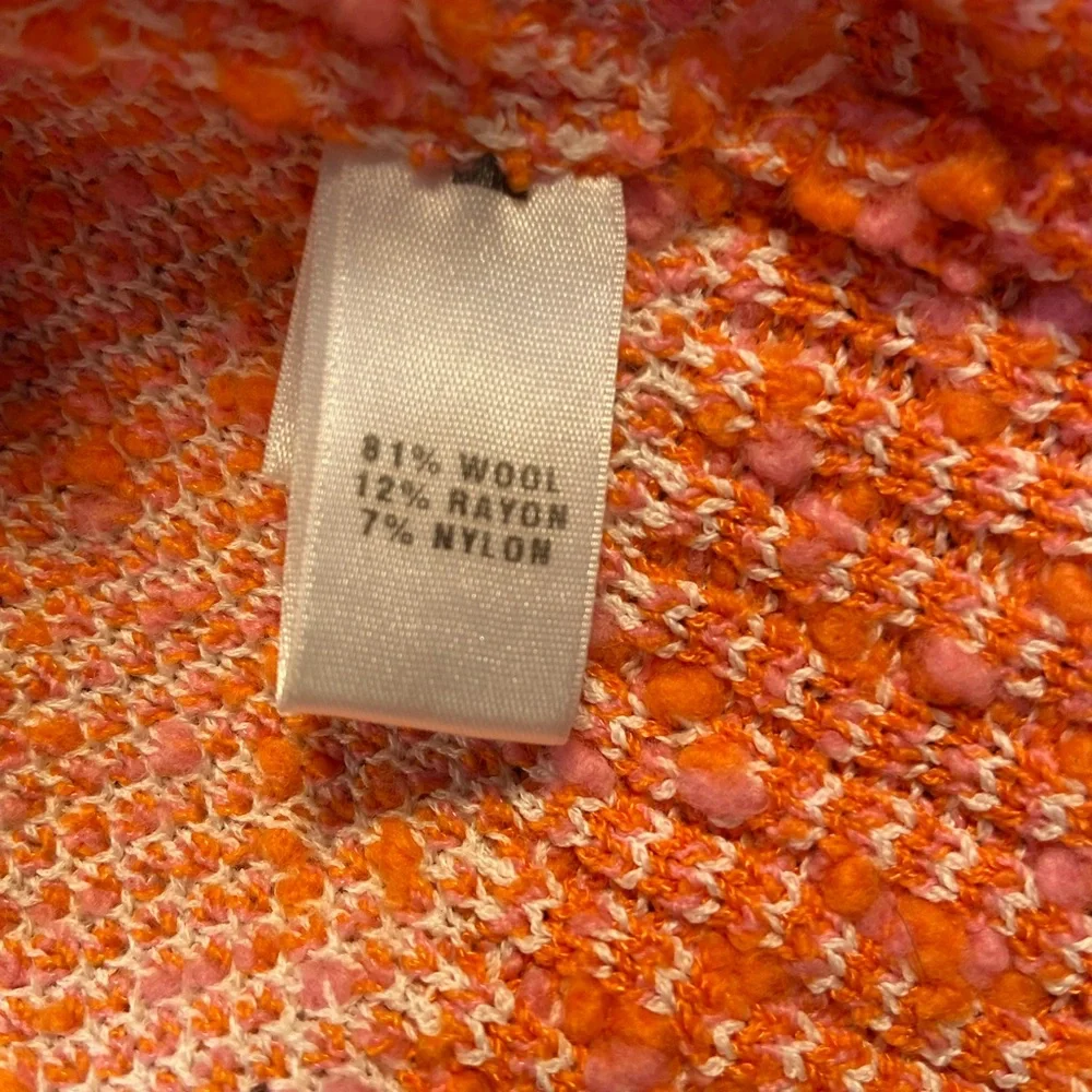 St.John Knit Jacket, Boucle Fringe,‎ Gold Tone Buttons,Size Large